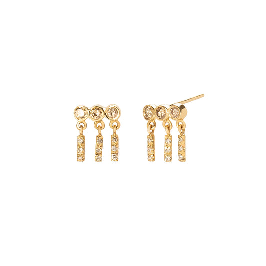 Gravity Triple Earrings - Champagne & White Diamond - Main Img