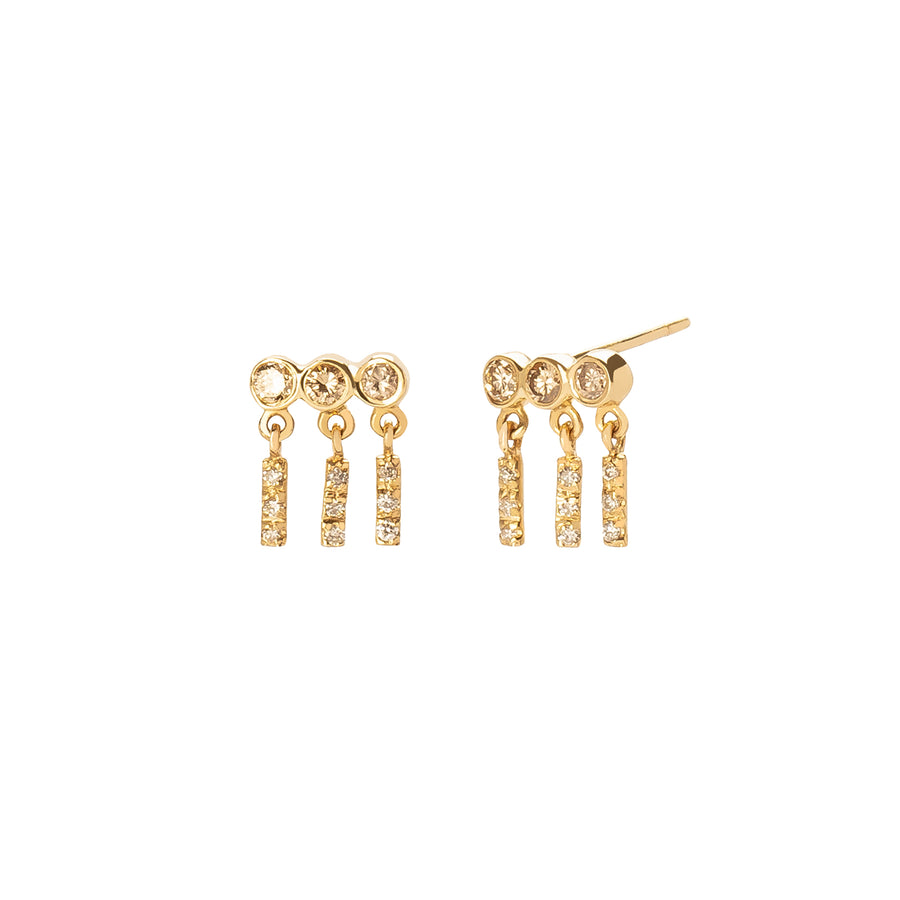 Xiao Wang Gravity Triple Earrings - Champagne & White Diamond - Earrings - Broken English Jewelry