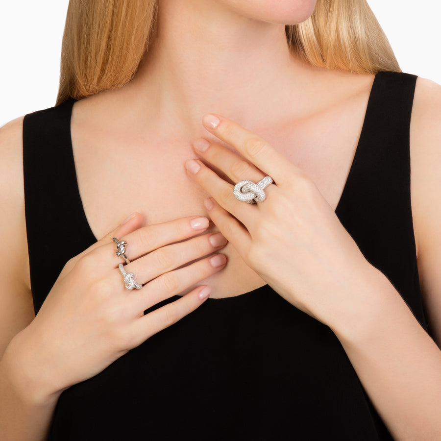 Engelbert Diamond White Tight Knot Ring - Broken English Jewelry