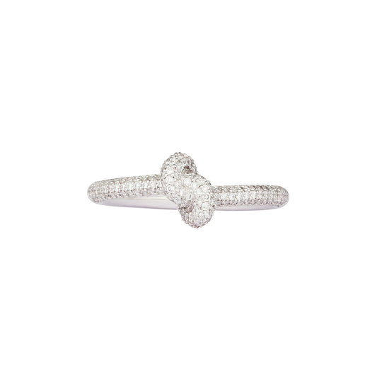 The Mini Legacy Diamond Knot Ring - White Gold - Main Img