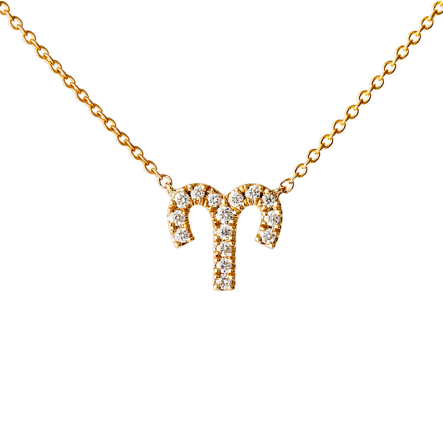Engelbert Star Sign Aries Diamond Necklace - Yellow Gold - Necklaces - Broken English Jewelry