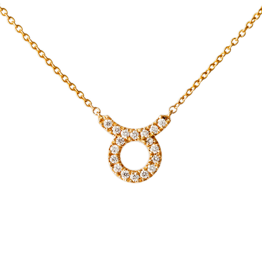 Engelbert Star Sign Taurus Diamond Necklace - Yellow Gold - Necklaces - Broken English Jewelry