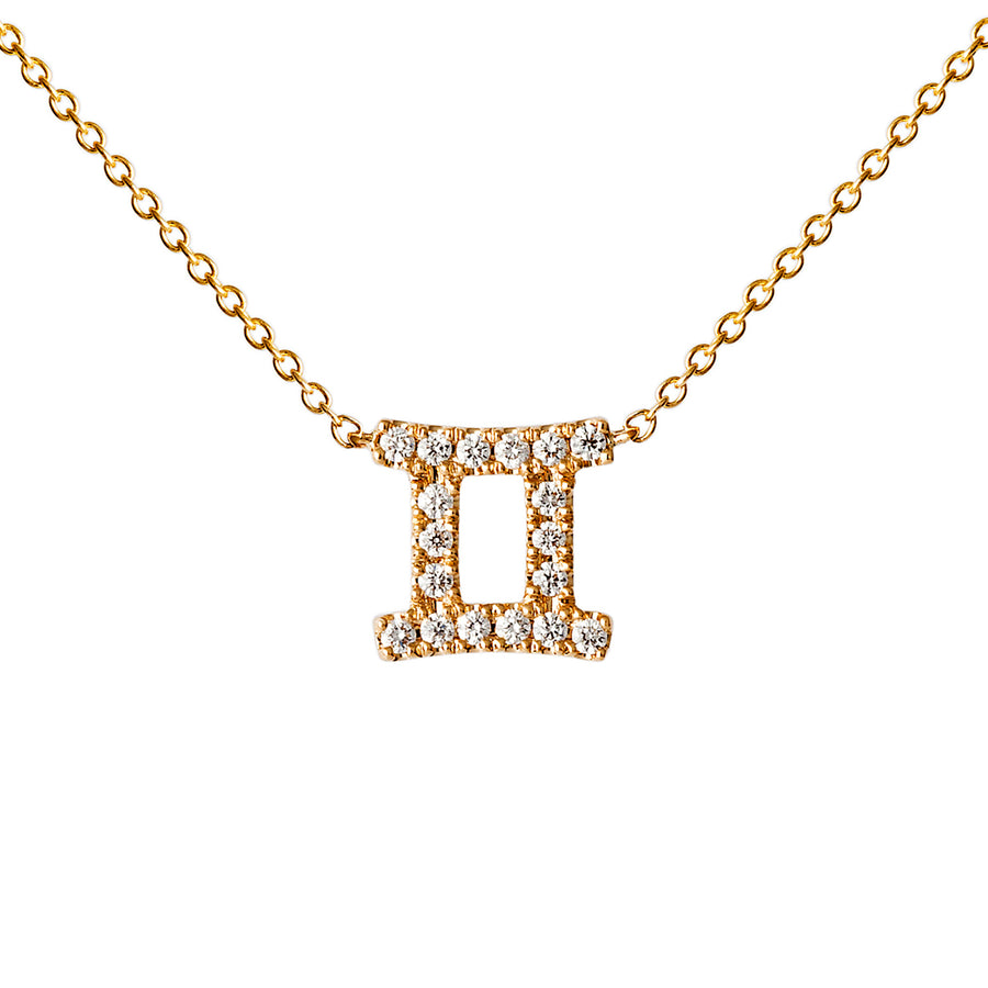 Engelbert Star Sign Gemini Diamond Necklace - Yellow Gold - Necklaces - Broken English Jewelry