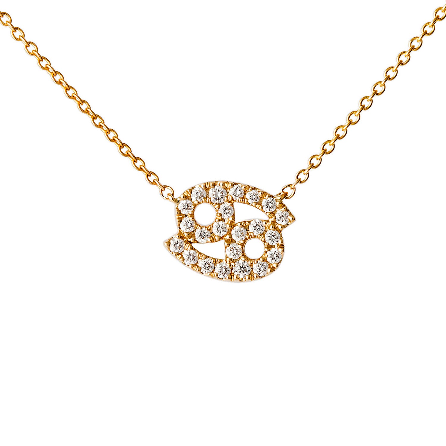 Engelbert Star Sign Cancer Diamond Necklace - Yellow Gold - Necklaces - Broken English Jewelry