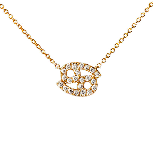 Star Sign Cancer Diamond Necklace - Yellow Gold - Main Img