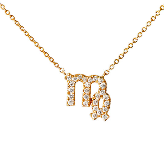 Star Sign Virgo Diamond Necklace - Yellow Gold - Main Img