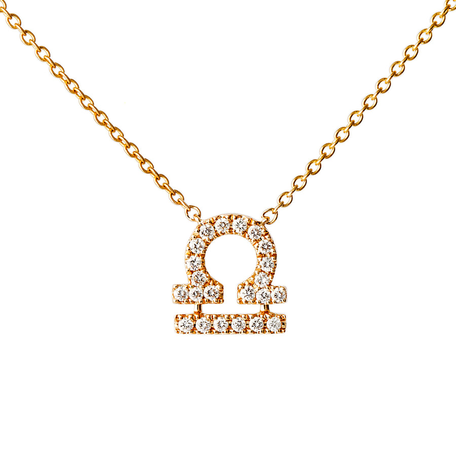Engelbert Star Sign Libra Diamond Necklace - Yellow Gold - Necklaces - Broken English Jewelry