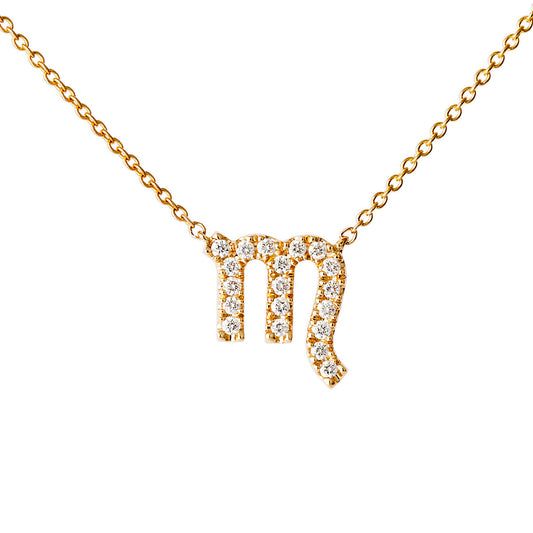 Star Sign Scorpio Diamond Necklace - Yellow Gold - Main Img