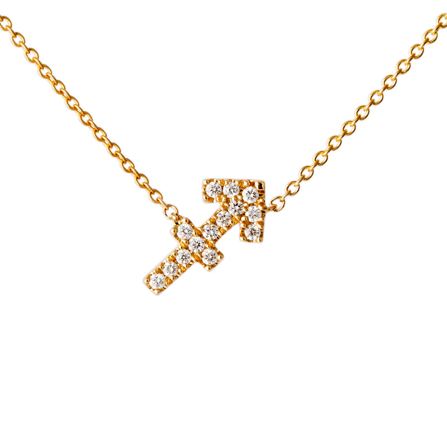 Engelbert Star Sign Sagittarius Diamond Necklace - Yellow Gold - Necklaces - Broken English Jewelry
