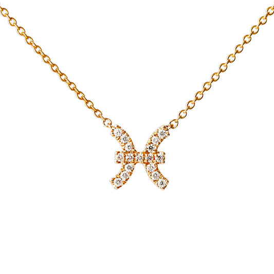 Star Sign Pisces Diamond Necklace - Yellow Gold - Main Img