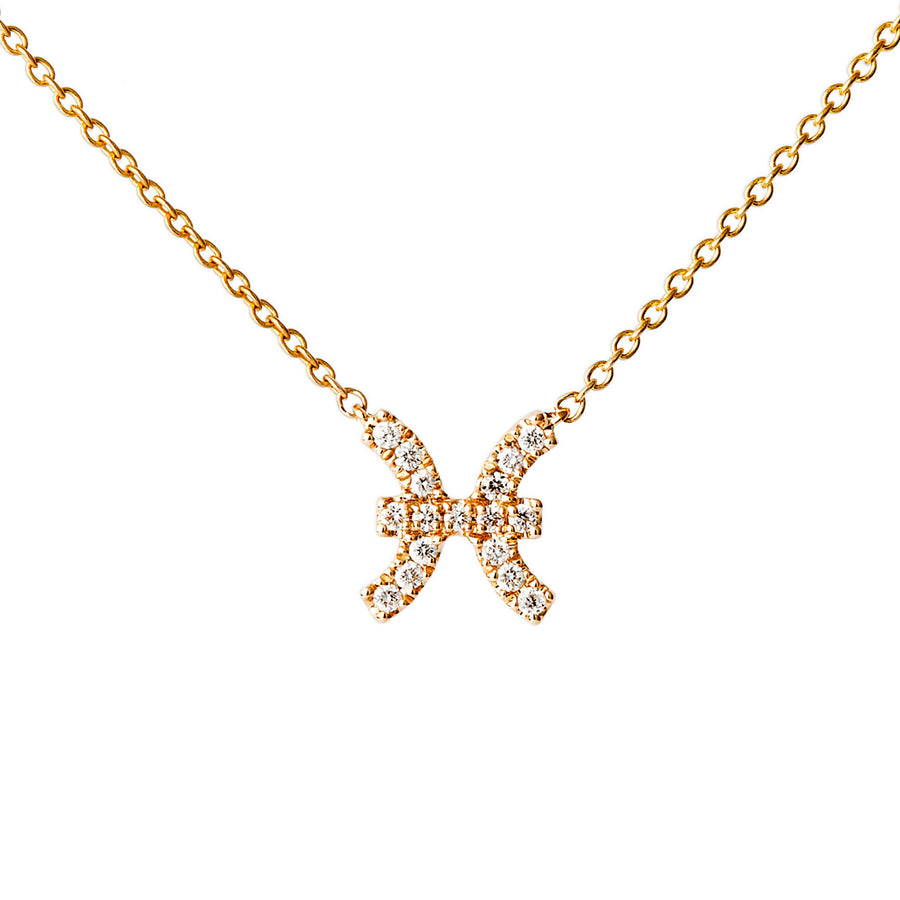 Engelbert Star Sign Pisces Diamond Necklace - Yellow Gold - Necklaces - Broken English Jewelry