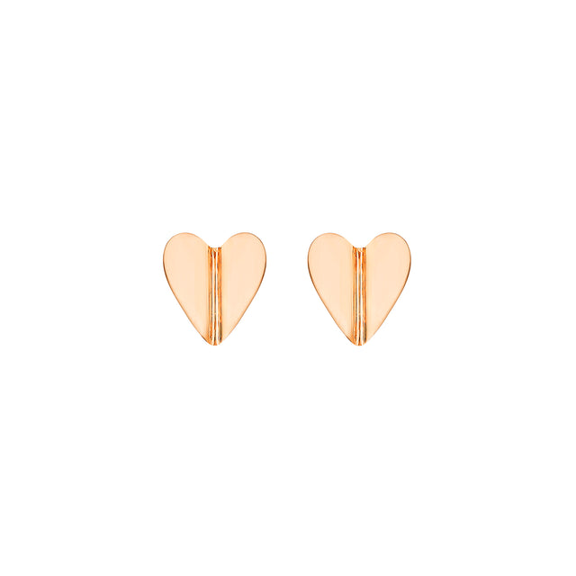 Cadar Medium Wings of Love Folded Heart Earrings - Rose Gold - Earrings - Broken English Jewelry