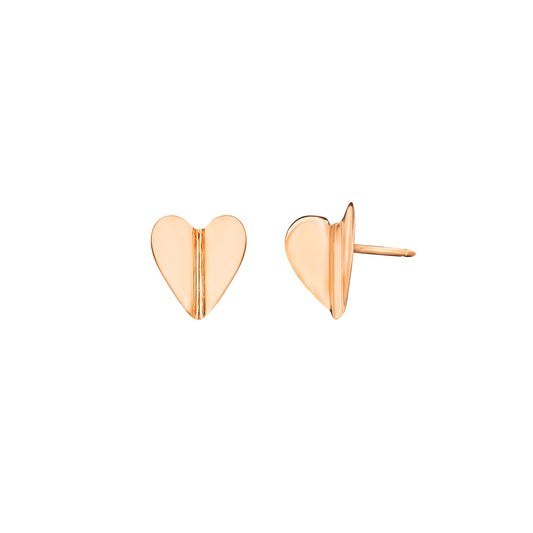 Medium Wings of Love Folded Heart Earrings - Rose Gold