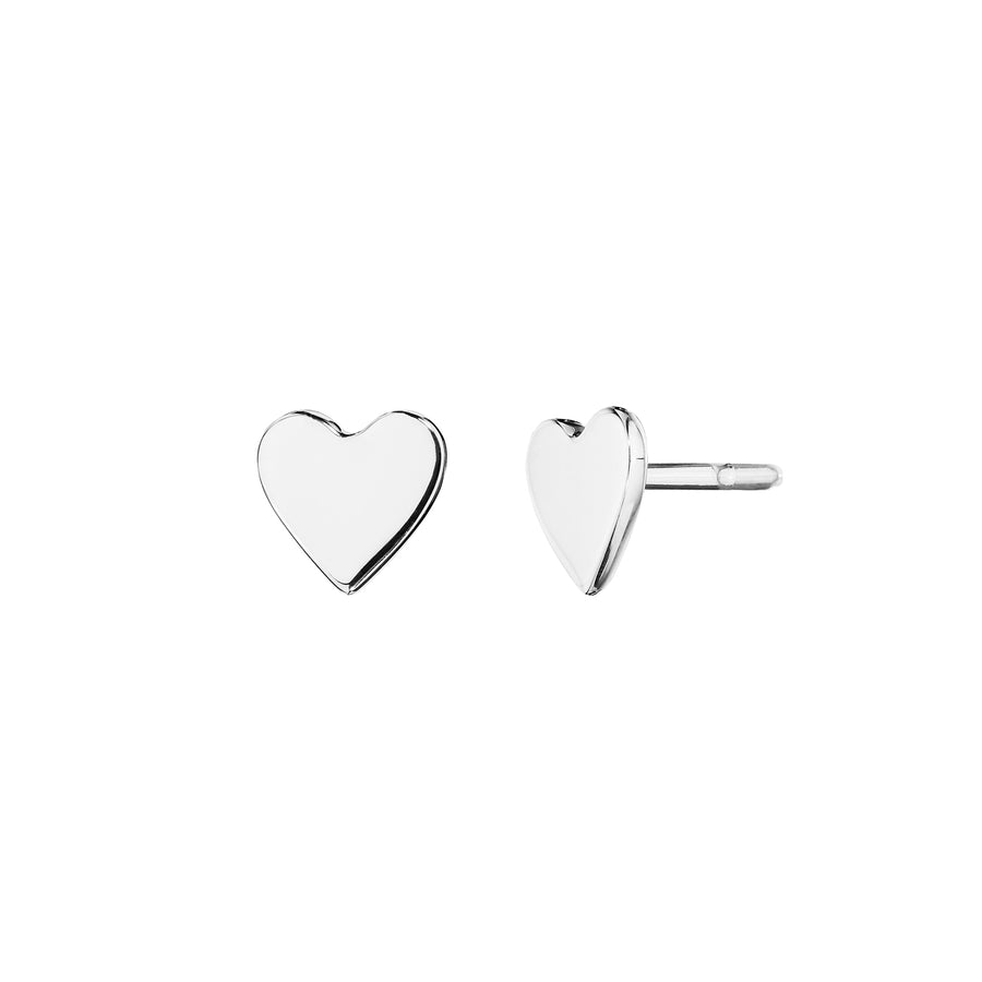Cadar Wings of Love Small Heart Studs - White Gold - Broken English Jewelry