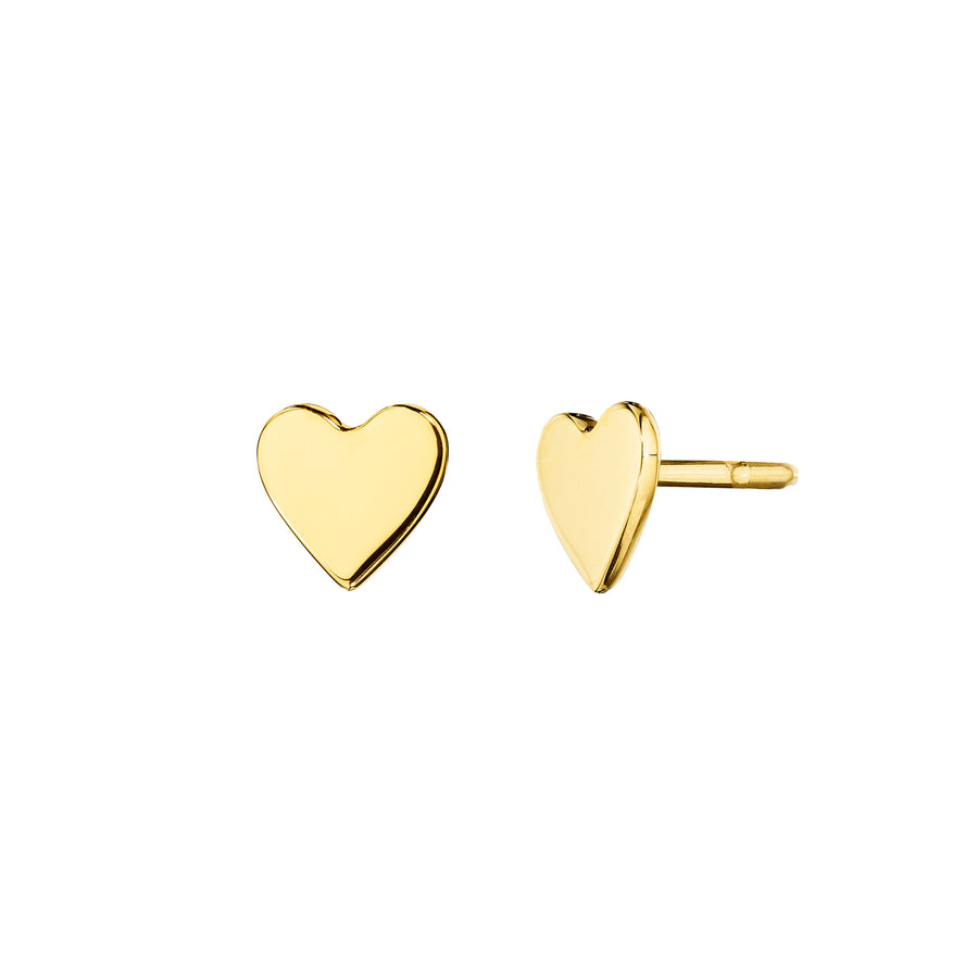 Cadar Wings of Love Small Heart Studs - Yellow Gold - Broken English Jewelry