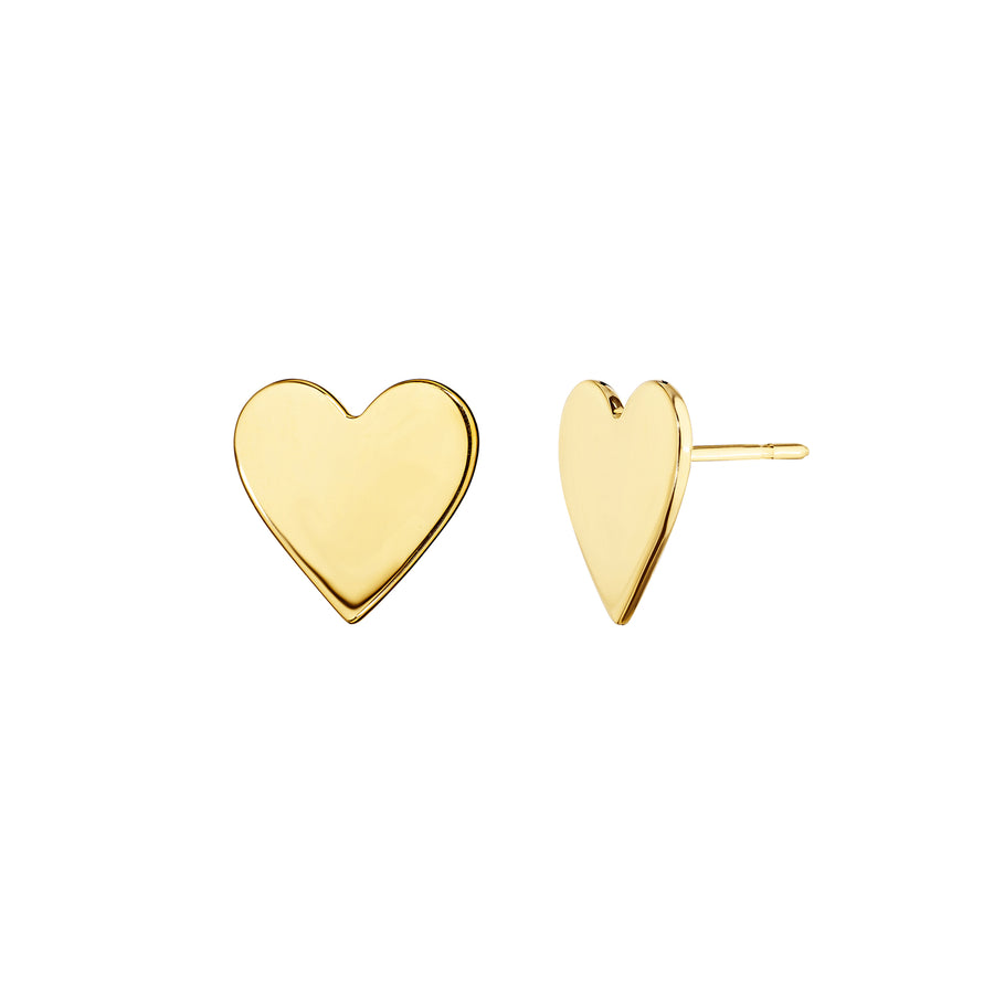 Cadar Wings of Love Medium Heart Studs - Yellow Gold - Earrings - Broken English Jewelry