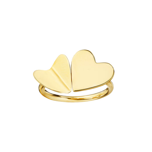 Wings of Love Double Folded Heart Ring