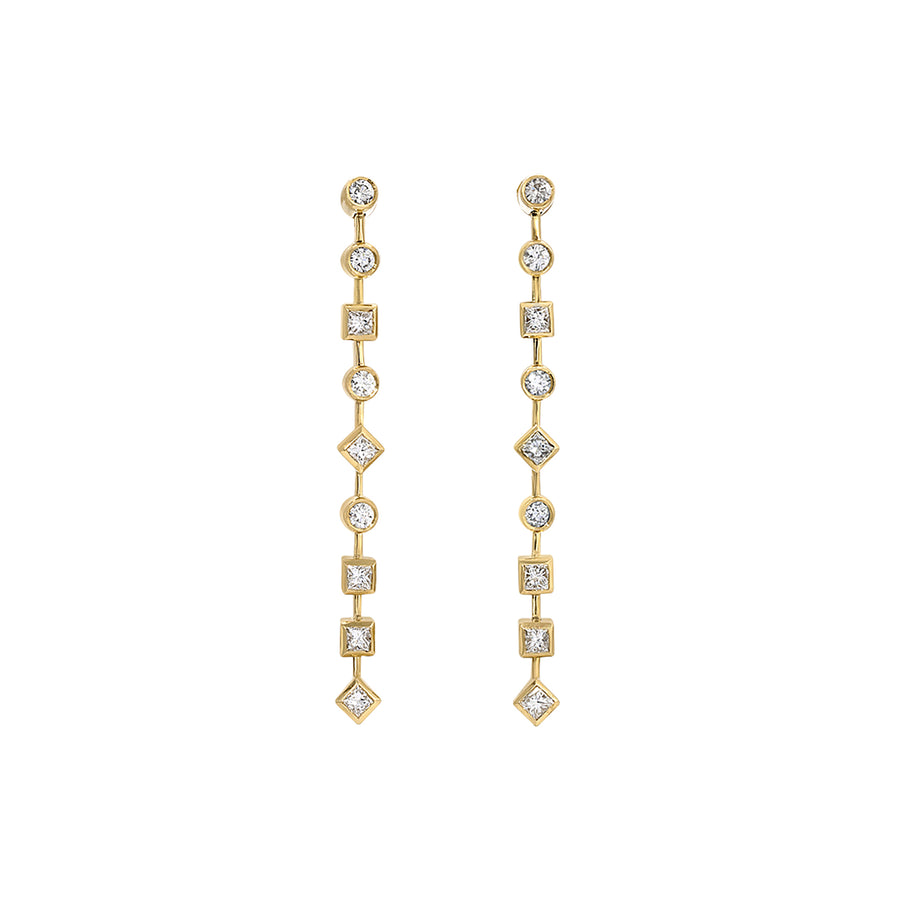 Nancy Newberg Mixed Long Tennis Style Diamond Earrings - Earrings - Broken English Jewelry
