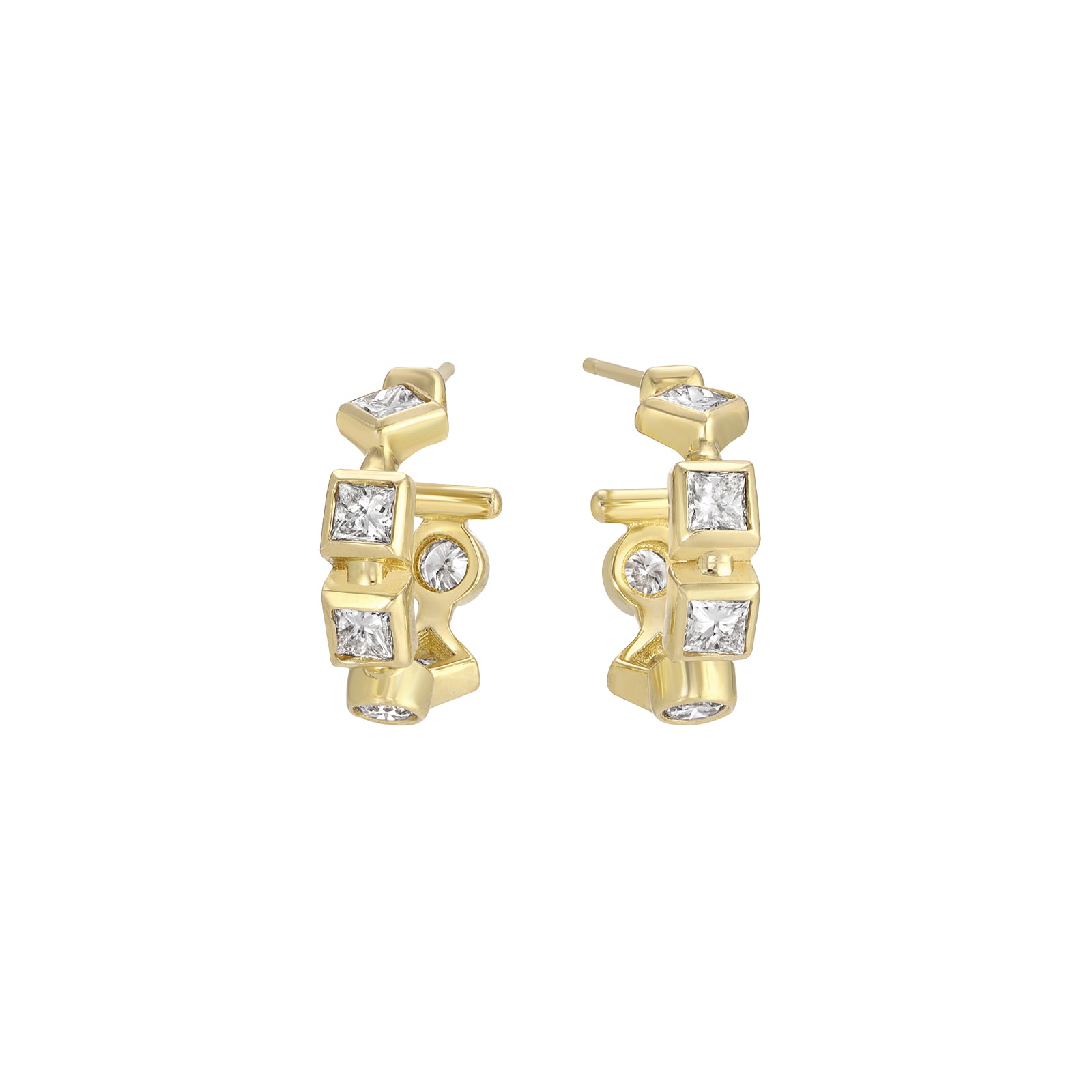 Nancy Newberg Mixed Diamond Baby Hoops - Earrings - Broken English Jewelry