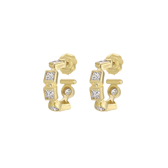 Nancy Newberg Mixed Diamond Baby Hoops - Earrings - Broken English Jewelry