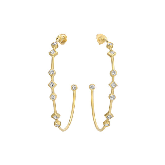 Large Dotted Diamond Hoops
