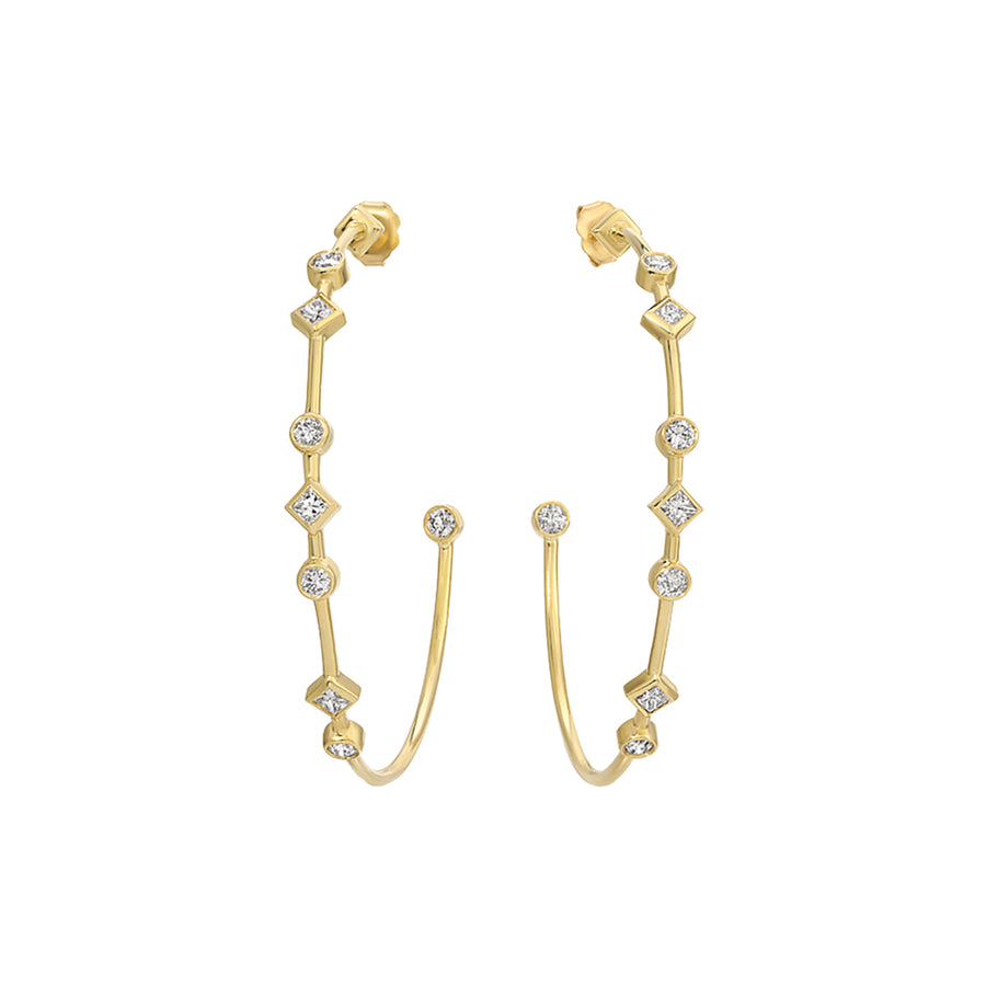 Nancy Newberg Large Dotted Diamond Hoops - Earrings - Broken English Jewelry