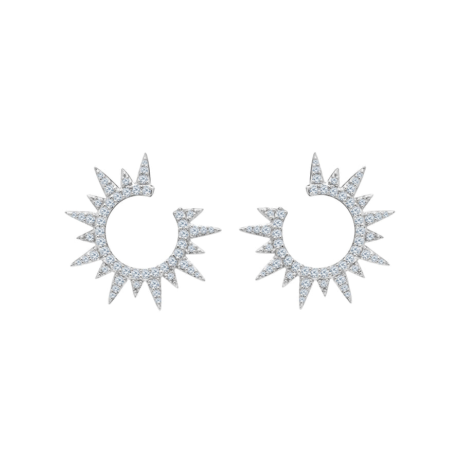 Graziela Starburst Diamond Earrings - White Gold - Earrings - Broken English Jewelry