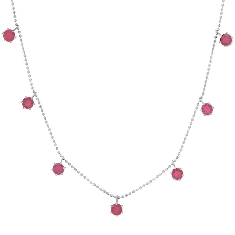 Graziela Floating Pink Sapphire Necklace - White Gold - Necklaces - Broken English Jewelry