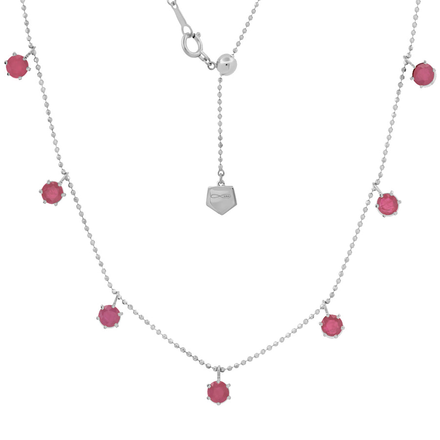 Graziela Floating Pink Sapphire Necklace - White Gold - Necklaces - Broken English Jewelry