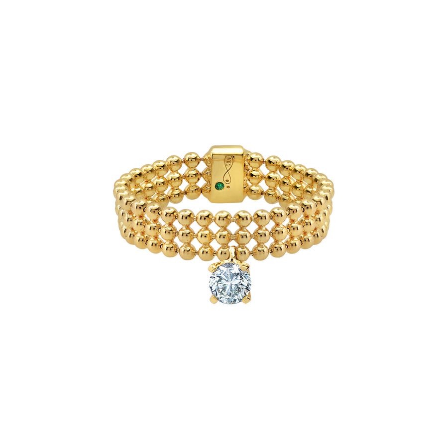 Graziela Floating Diamond 3 Row Ring - Yellow Gold - Rings - Broken English Jewelry