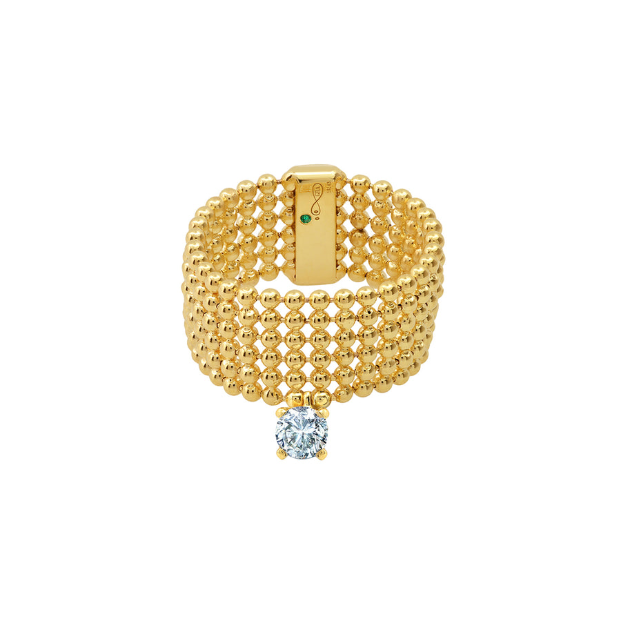 Graziela Floating Diamond 5 Row Ring - Yellow Gold - Rings - Broken English Jewelry