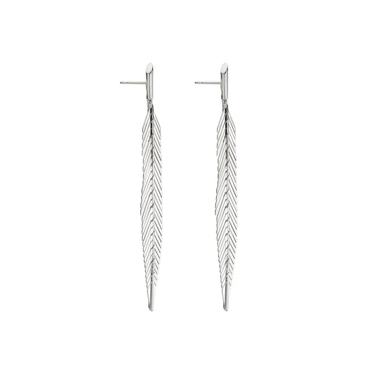 Medium Feather Earrings - White Gold