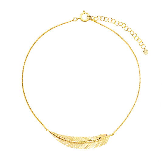 Feather Medium Necklace - Yellow Gold - Main Img