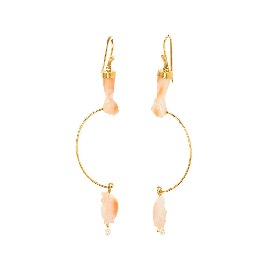 Annette Ferdinandsen Gone Fishing Earrings - Pink Coral - Earrings - Broken English Jewelry