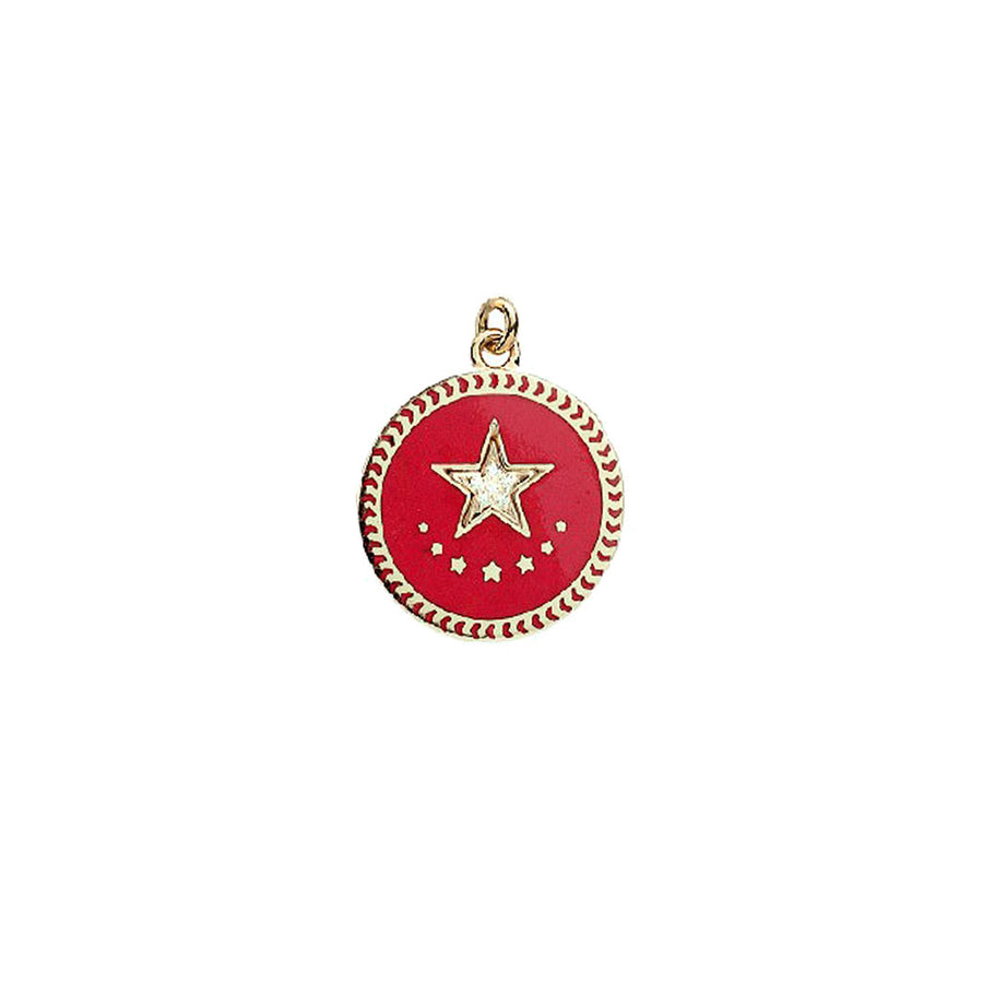 Foundrae Petite Champlevé Star Medallion - Red - Broken English Jewelry