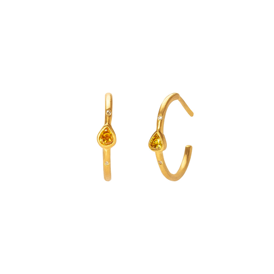 Loriann Stevenson Fancy Yellow Pear Diamond Hoops - Earrings - Broken English Jewelry