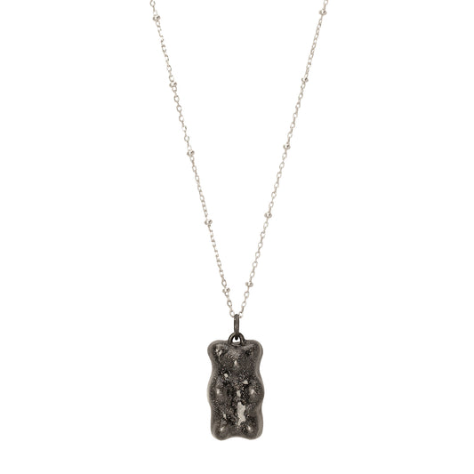 Gummy Pendant Necklace - Midnight & Dotted Silver - Main Img