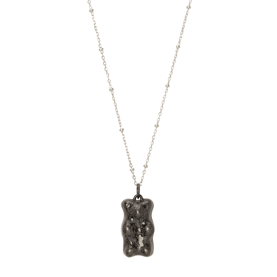 Maggoosh Gummy Pendant Necklace - Midnight & Dotted Silver - Necklaces - Broken English Jewelry