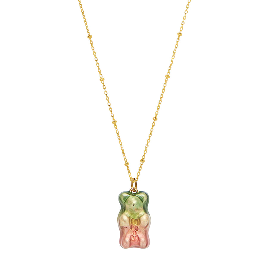 Maggoosh Gummy Pendant Necklace - Watermelon & Dotted Gold - Necklaces - Broken English Jewelry