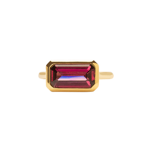 Elongated Rhodolite Garnet Ring - Main Img