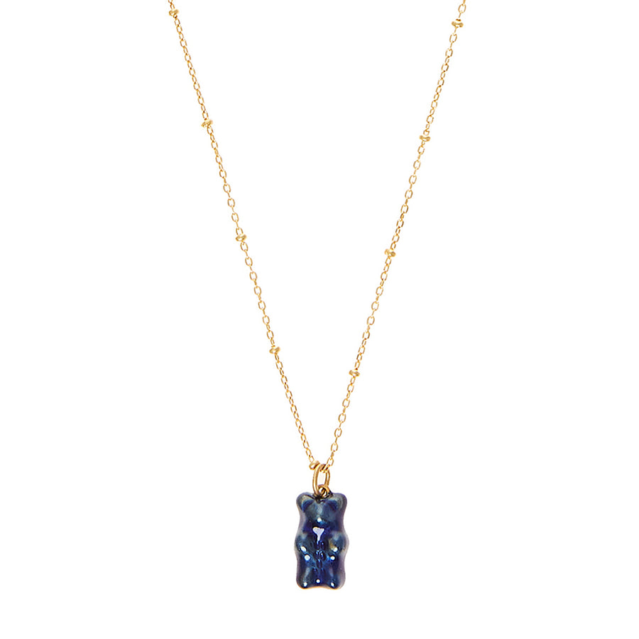 Maggoosh Mini Gummy Pendant Necklace - Blueberry & Dotted Gold - Broken English Jewelry