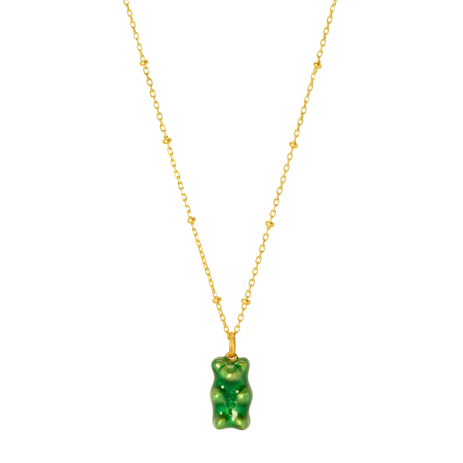 Maggoosh Mini Gummy Pendant Necklace - Mint & Dotted Gold - Necklaces - Broken English Jewelry