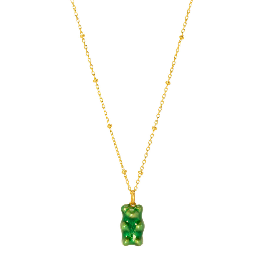 Maggoosh Mini Gummy Pendant Necklace - Mint & Dotted Gold - Necklaces - Broken English Jewelry