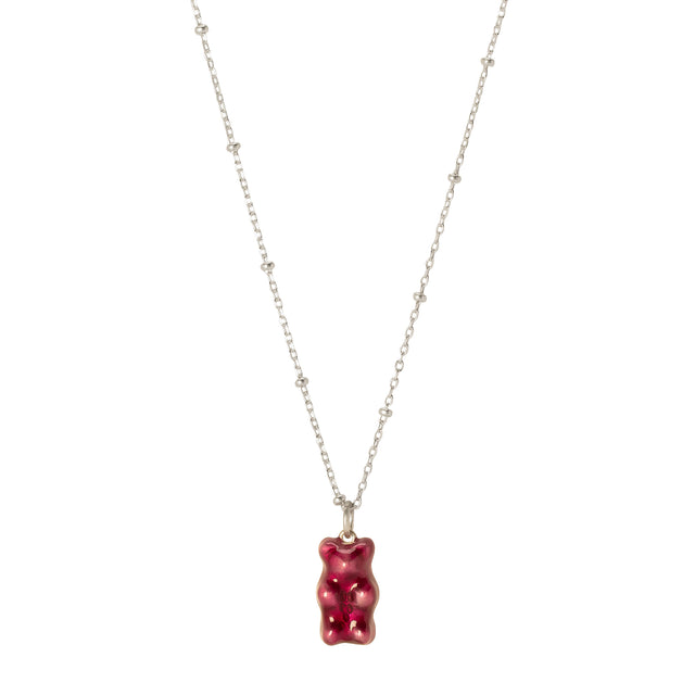 Maggoosh Mini Gummy Pendant Necklace - Plum & Dotted Silver - Necklaces - Broken English Jewelry