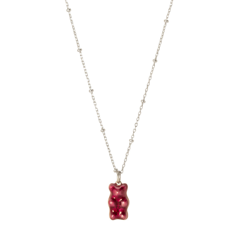Maggoosh Mini Gummy Pendant Necklace - Plum & Dotted Silver - Necklaces - Broken English Jewelry