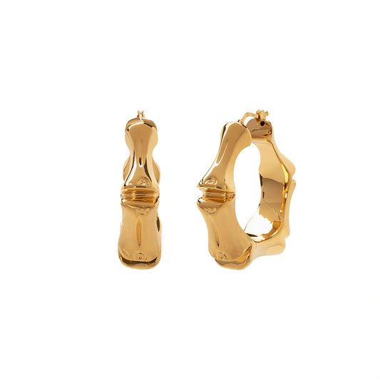 Chunky Bamboo Italian Hoops - Main Img