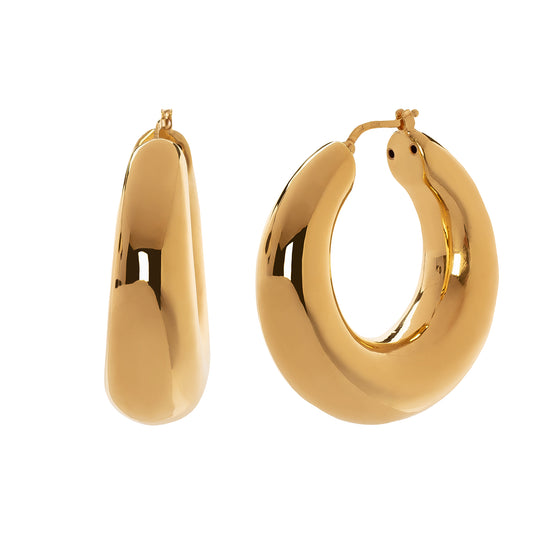 Thick Crescent Italian Hoops - 40mm - Main Img