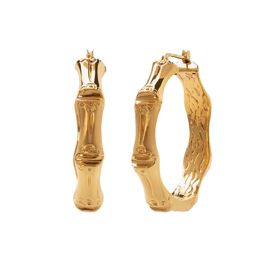 Medium Bamboo Italian Hoops - Main Img