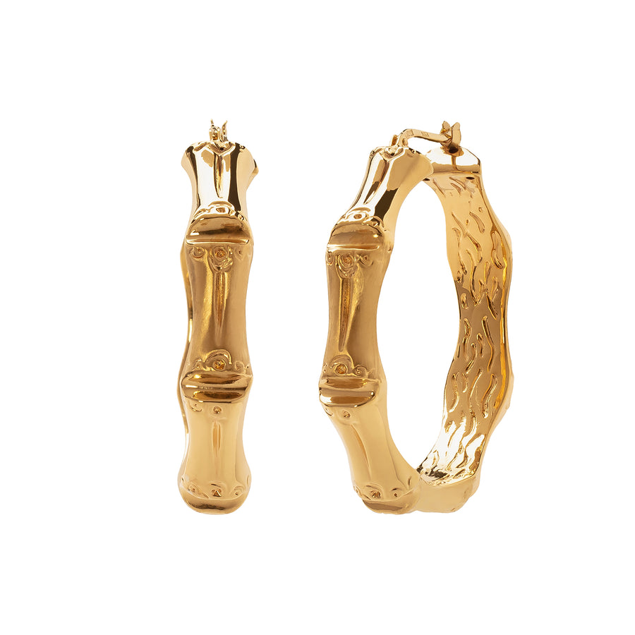 BE Jewelry Medium Bamboo Italian Hoops - Earrings - Broken English Jewelry