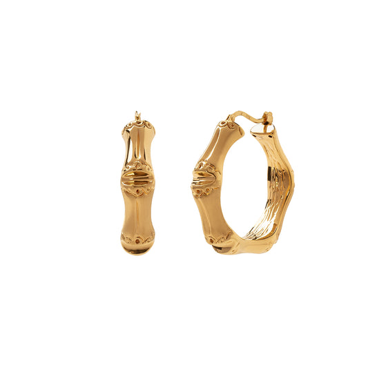 Small Bamboo Italian Hoops - Main Img